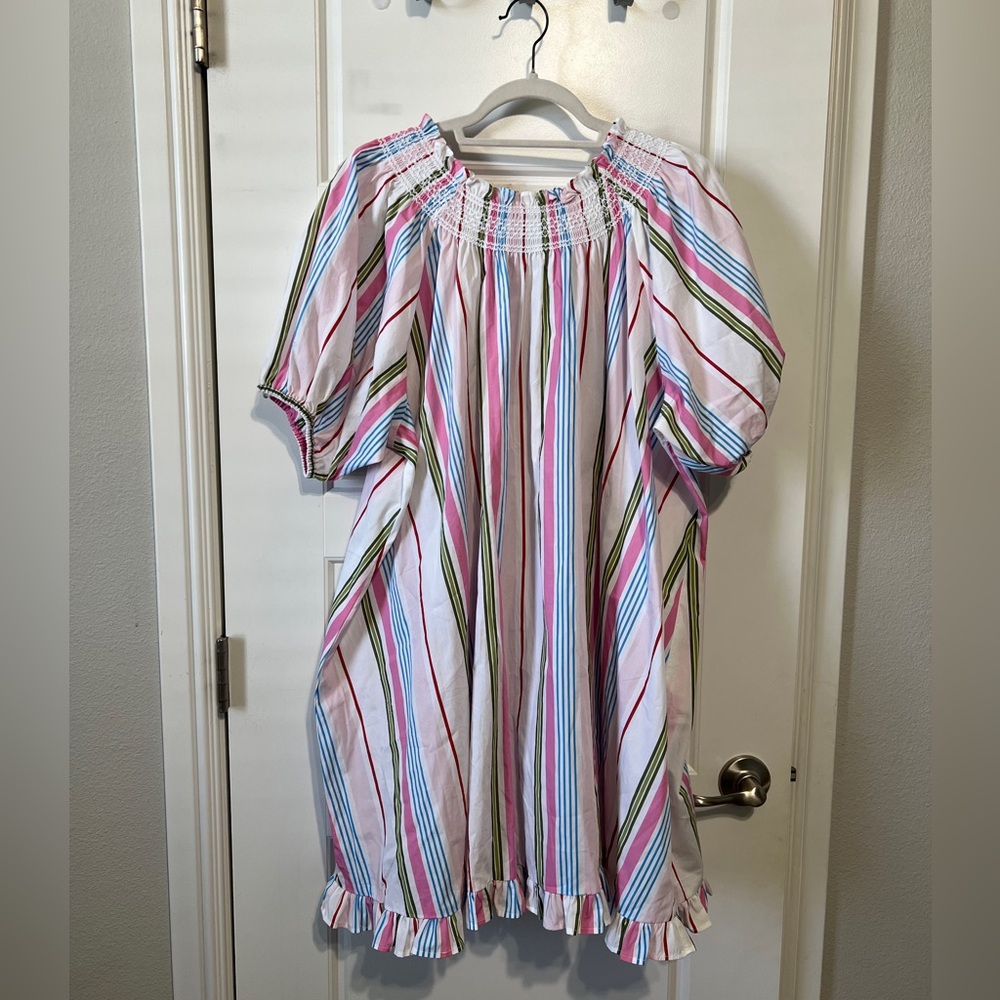 Hill House Genevieve Nap Dress in Rainbow Stripe size XXL